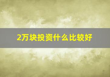 2万块投资什么比较好