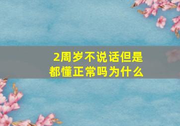 2周岁不说话但是都懂正常吗为什么