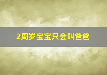 2周岁宝宝只会叫爸爸