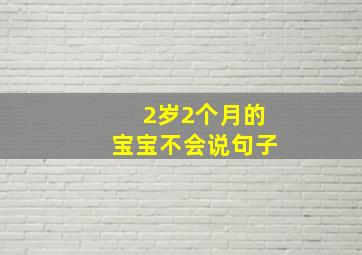 2岁2个月的宝宝不会说句子