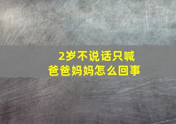 2岁不说话只喊爸爸妈妈怎么回事