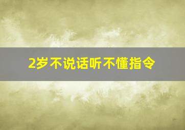 2岁不说话听不懂指令