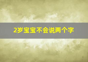 2岁宝宝不会说两个字