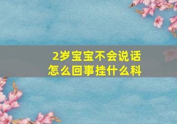 2岁宝宝不会说话怎么回事挂什么科