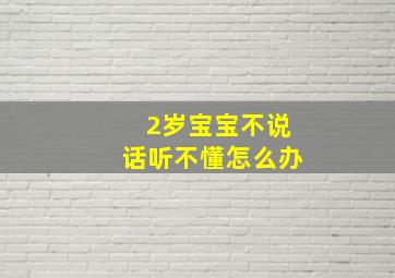 2岁宝宝不说话听不懂怎么办