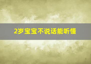 2岁宝宝不说话能听懂