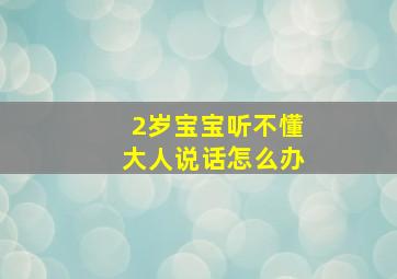 2岁宝宝听不懂大人说话怎么办