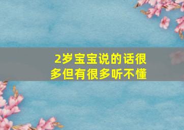 2岁宝宝说的话很多但有很多听不懂