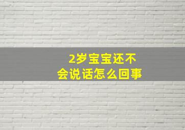 2岁宝宝还不会说话怎么回事