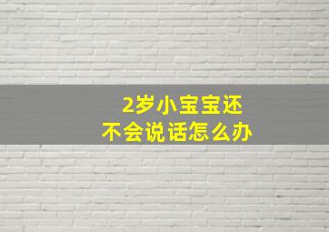 2岁小宝宝还不会说话怎么办