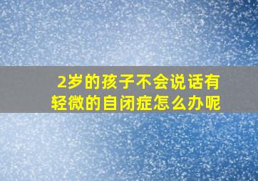 2岁的孩子不会说话有轻微的自闭症怎么办呢