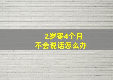 2岁零4个月不会说话怎么办