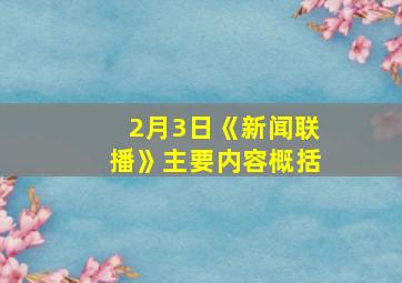 2月3日《新闻联播》主要内容概括