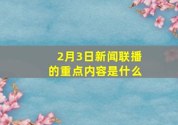 2月3日新闻联播的重点内容是什么