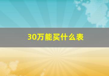 30万能买什么表