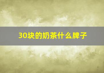 30块的奶茶什么牌子