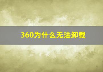 360为什么无法卸载