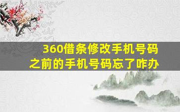 360借条修改手机号码之前的手机号码忘了咋办