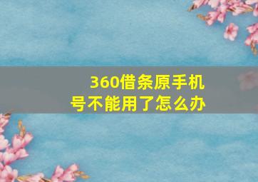 360借条原手机号不能用了怎么办