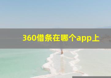 360借条在哪个app上