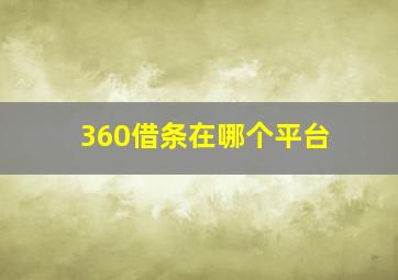 360借条在哪个平台