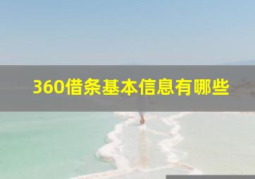 360借条基本信息有哪些