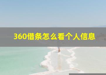 360借条怎么看个人信息