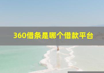 360借条是哪个借款平台