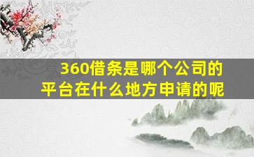 360借条是哪个公司的平台在什么地方申请的呢