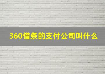 360借条的支付公司叫什么