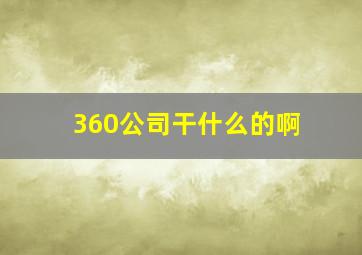 360公司干什么的啊