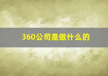 360公司是做什么的