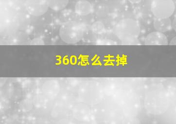 360怎么去掉