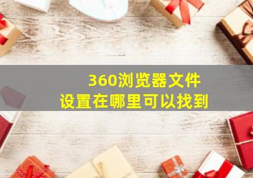 360浏览器文件设置在哪里可以找到