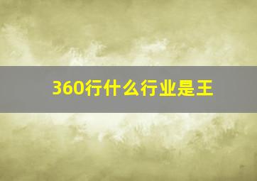 360行什么行业是王