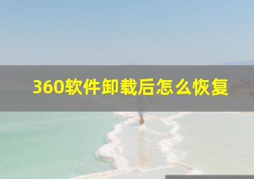 360软件卸载后怎么恢复