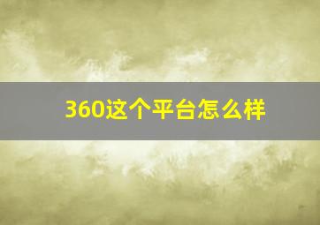 360这个平台怎么样