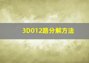 3D012路分解方法