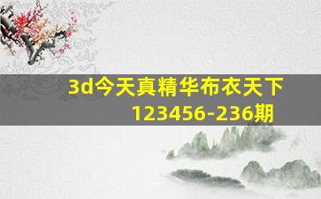 3d今天真精华布衣天下123456-236期