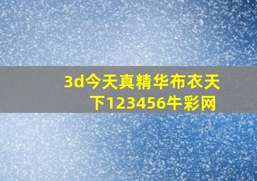 3d今天真精华布衣天下123456牛彩网