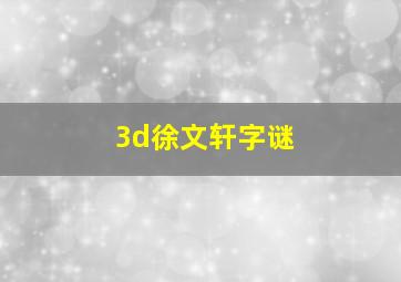 3d徐文轩字谜