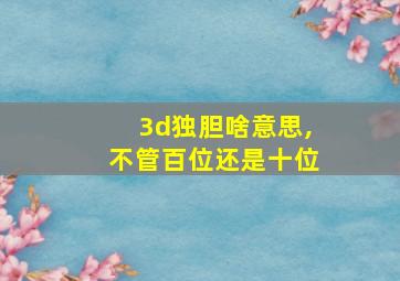 3d独胆啥意思,不管百位还是十位