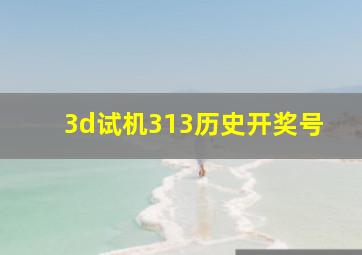 3d试机313历史开奖号