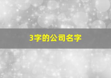 3字的公司名字