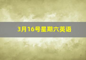 3月16号星期六英语