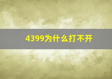 4399为什么打不开