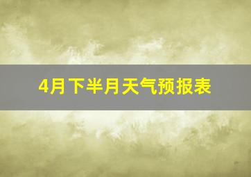 4月下半月天气预报表