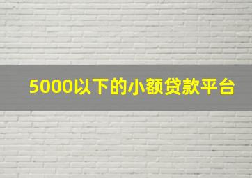 5000以下的小额贷款平台