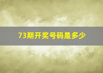 73期开奖号码是多少