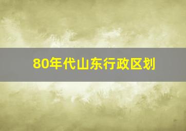 80年代山东行政区划